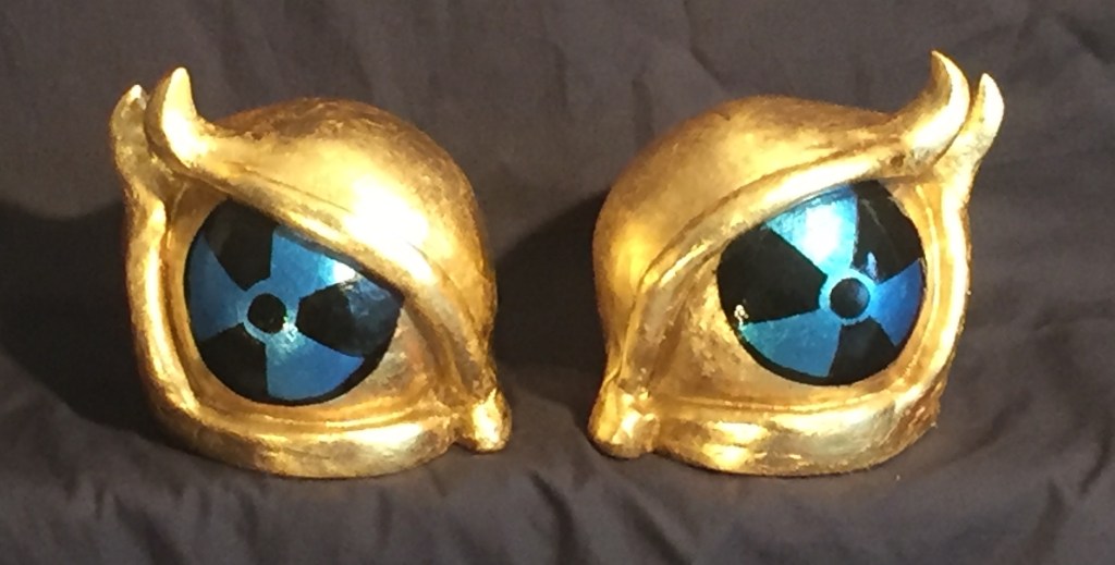 Polychrome manga eye sculpture by Angie Brooksby