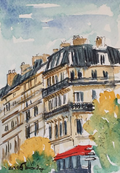 Post Card sized illustration of Paris. Postcard from Paris