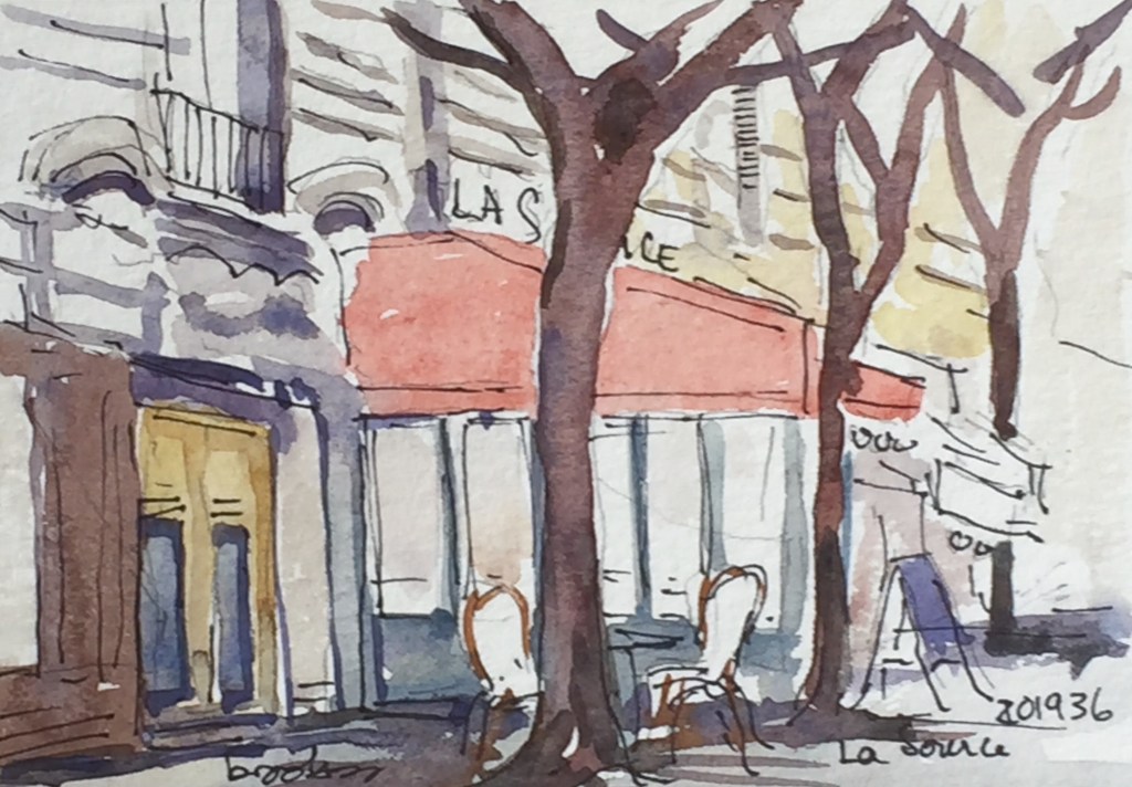 postcard from Paris : a postcard-sized illustration - ink and watercolor on archival paper