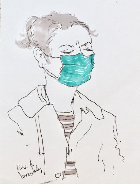 an original illustration of a parisian lady on the metro 