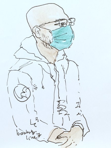 an original illustraion of a Parisian during covid