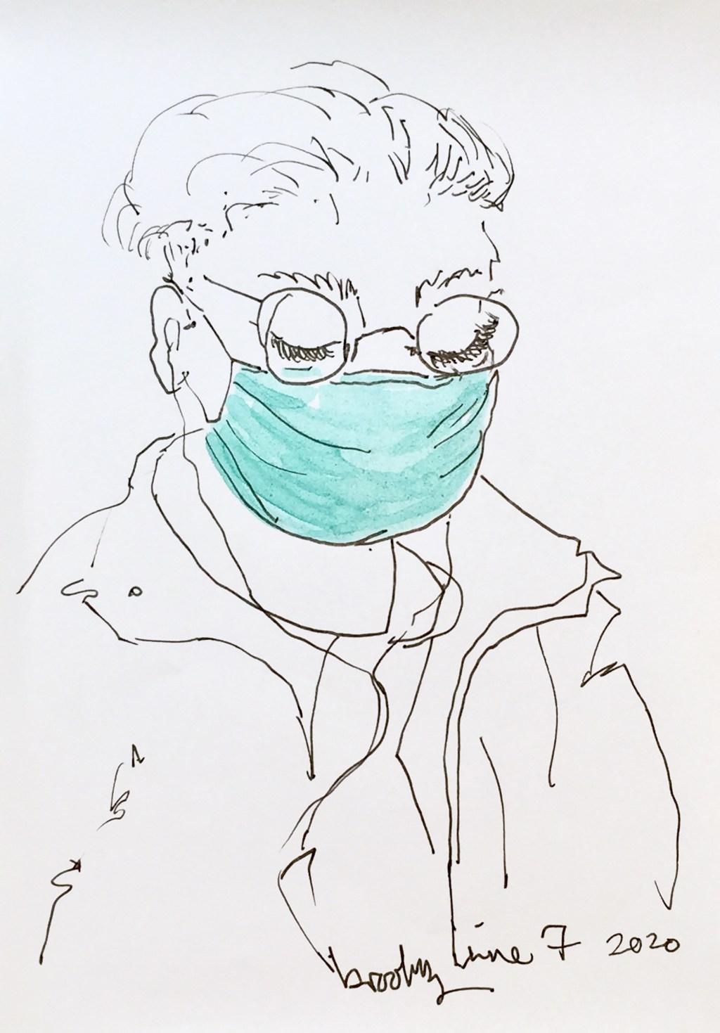 an illustration of masked Parisian during covidn