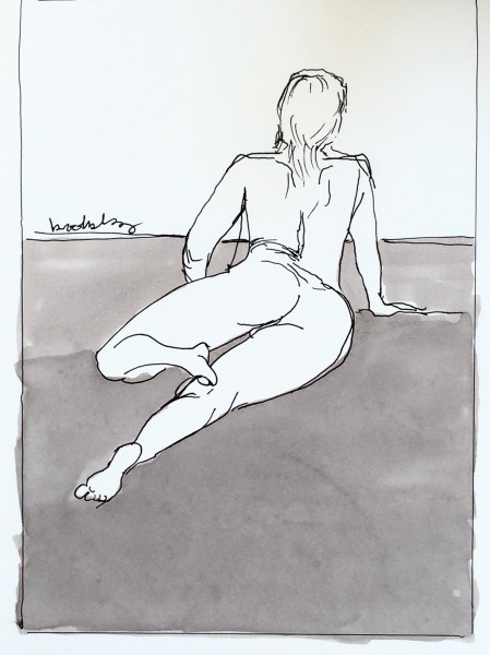 a pen and ink line drawing of a nude