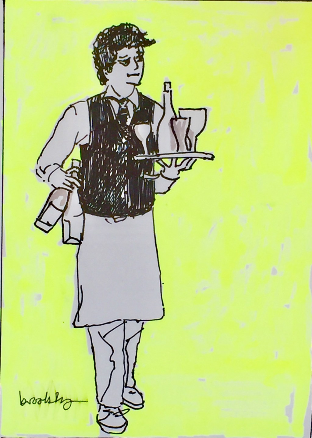 al illustration of a Parisian waiter