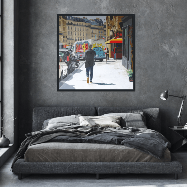 Contemporary realist Oil painting of Paris street scene by Angie Brooksby