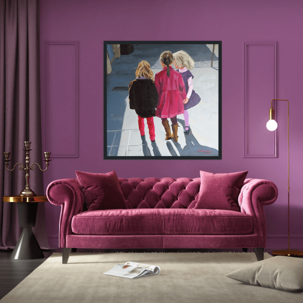 Contemporary realist Oil painting of Parisian girls by Angie Brooksby