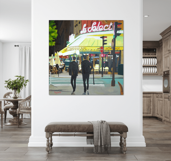 Contemporary realist Oil painting of Paris night scene by Angie Brooksby