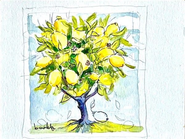 Lemon Tree Painting by Angie Brooksby