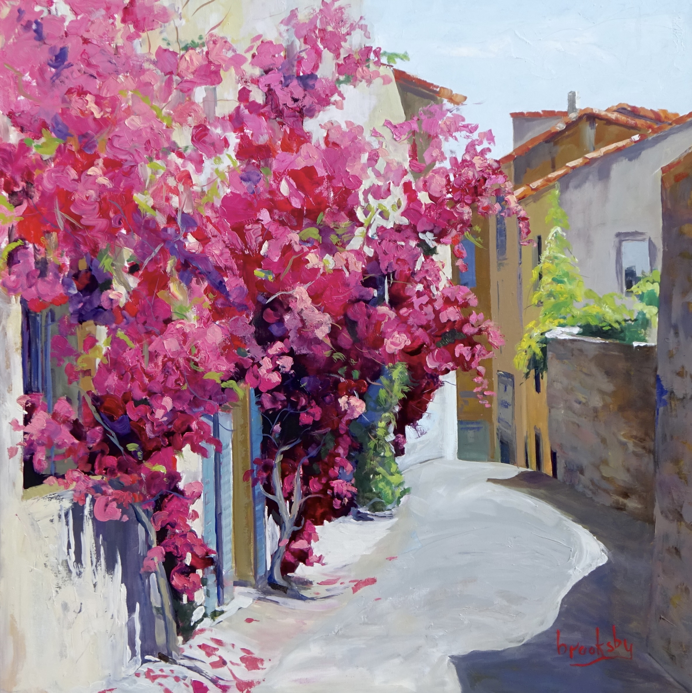 oil painting of bougainvillier by Angie Brooksby