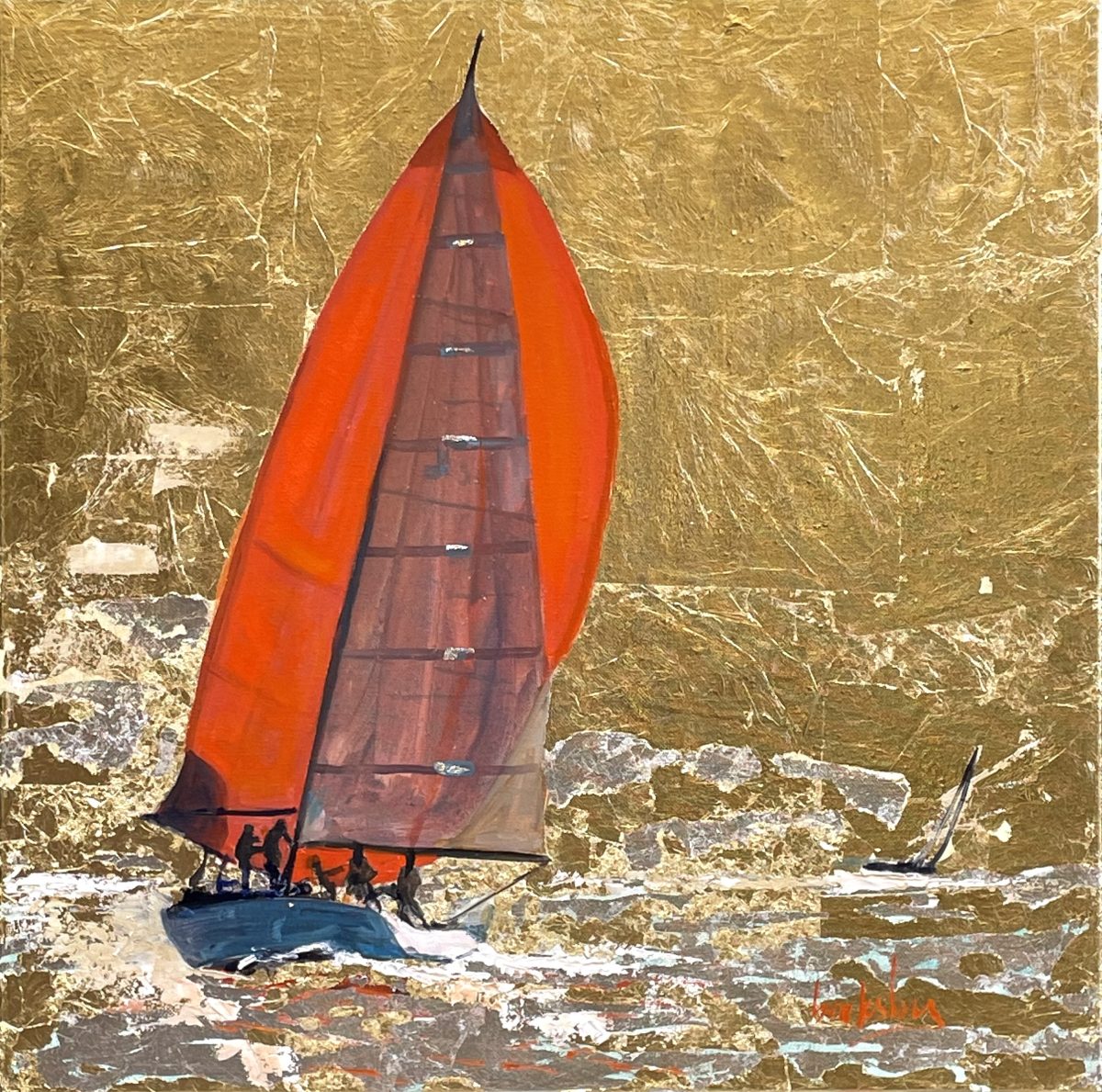 oil painting of a sail boat by Angie Brooksby
