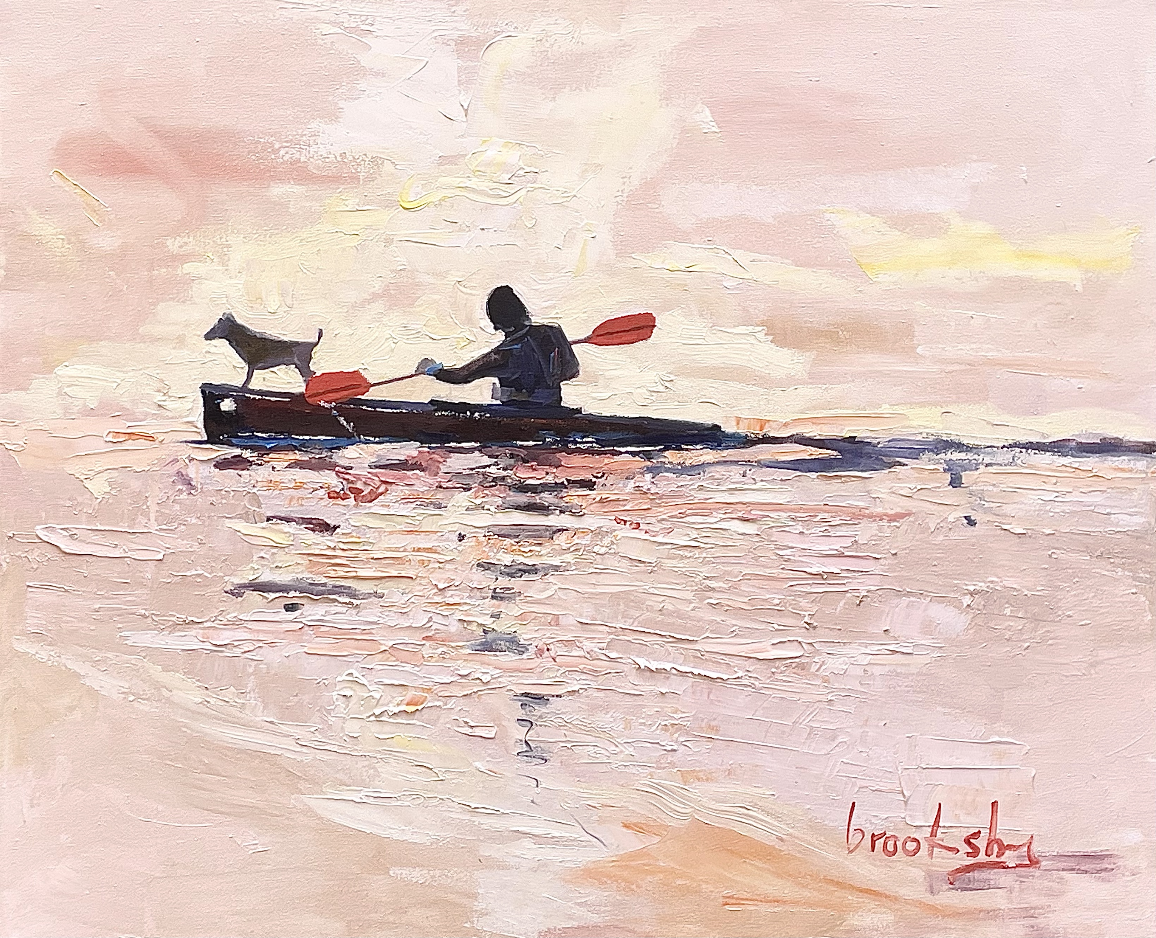 oil painting of kayaker by Angie Brooksby