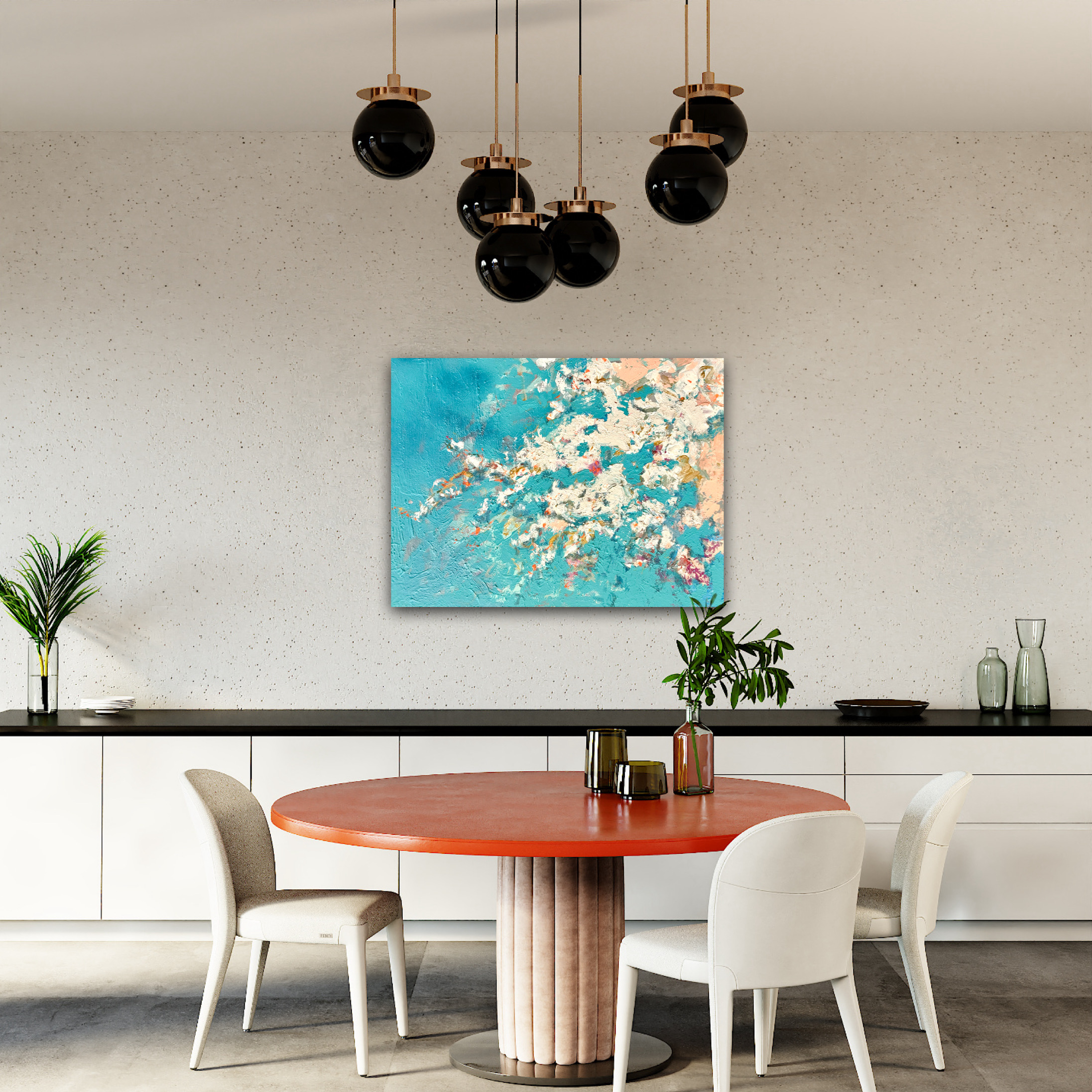 abstract acrylic and gold leaf painting on canvas by Angie BrooksbyCanvas