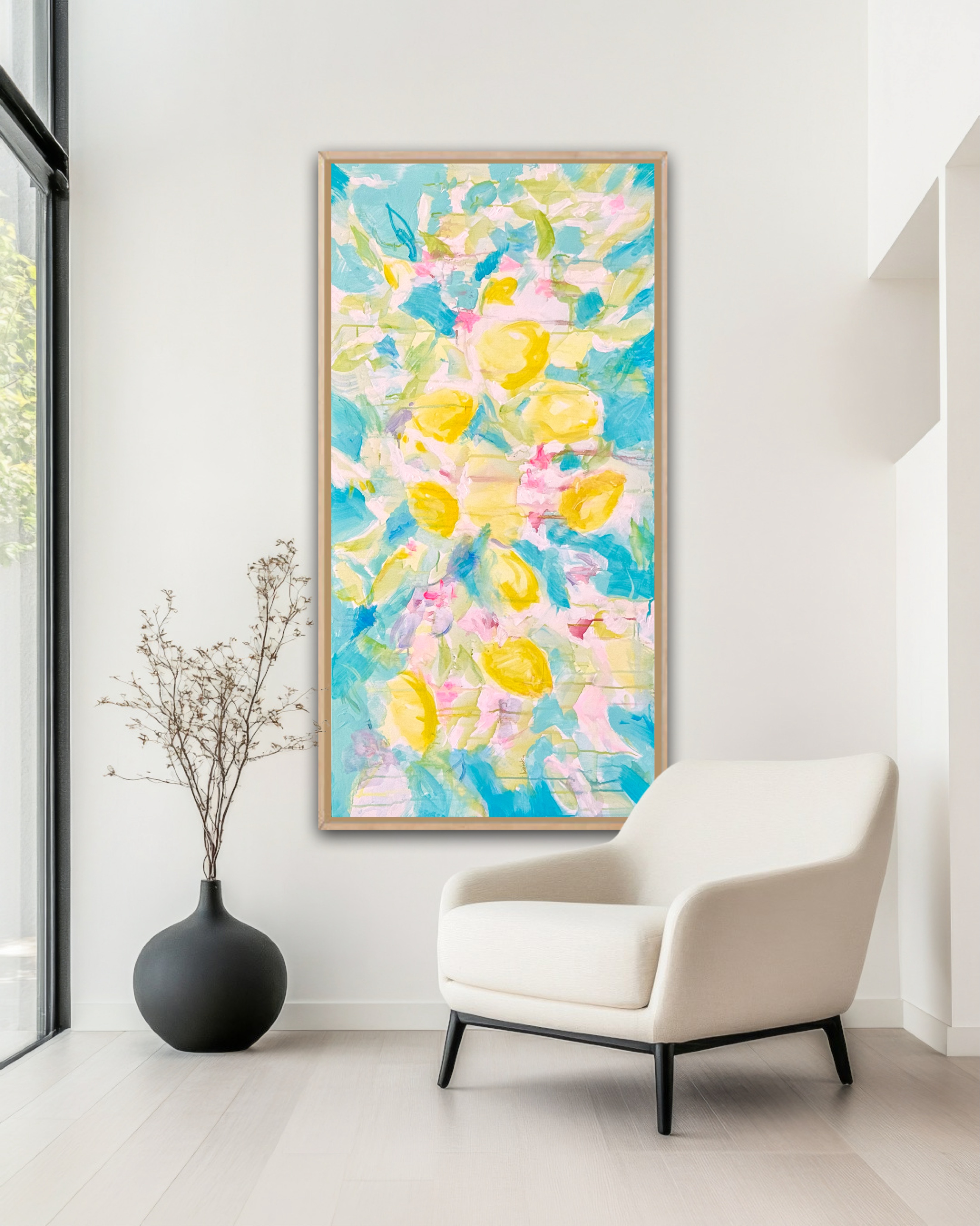 large format Floral Abstraction, acrylic on canvas- by Angie Brooksby on auction on Catawiki