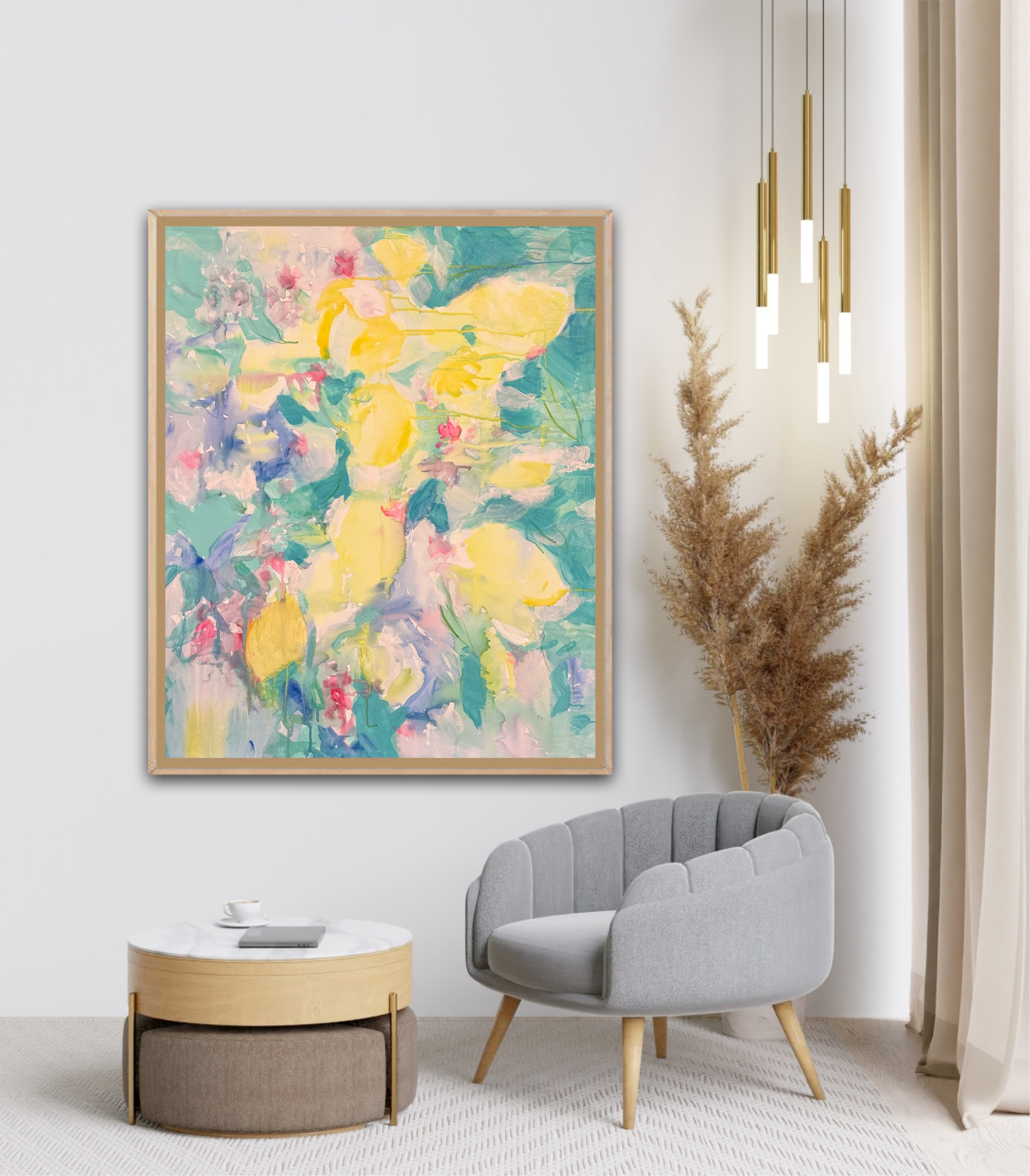large format Floral Abstraction, acrylic on canvas- by Angie Brooksby on auction on Catawiki