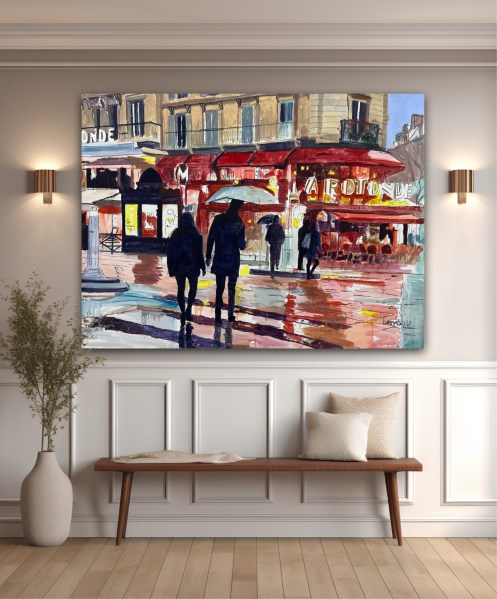large format Parisian cityscape, oil on canvas- by Angie Brooksby on auction on Catawiki