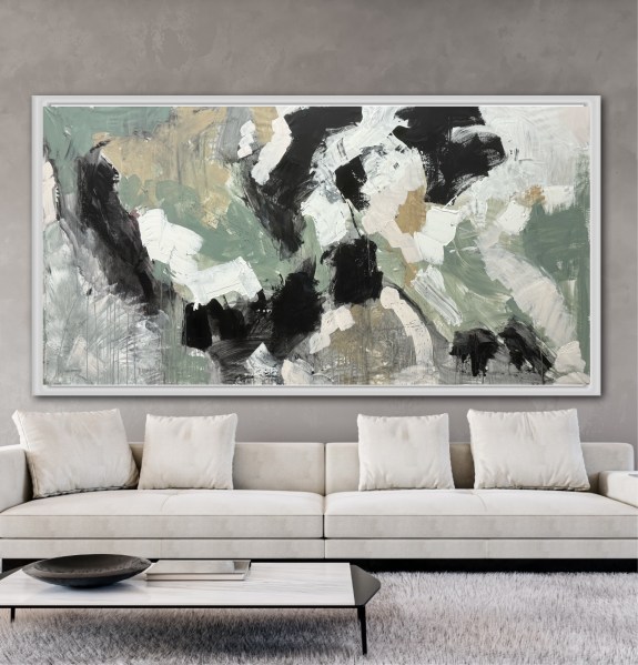 extra large acrylic abstract triptych by Angie Brooksby