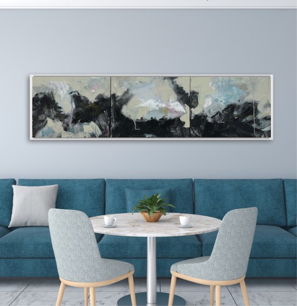 extra large acrylic abstract triptych by Angie Brooksby