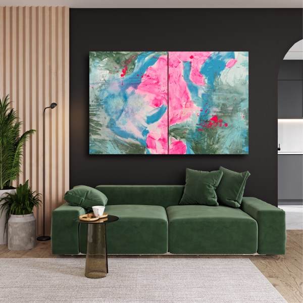 extra large acrylic abstract diptych by Angie Brooksby